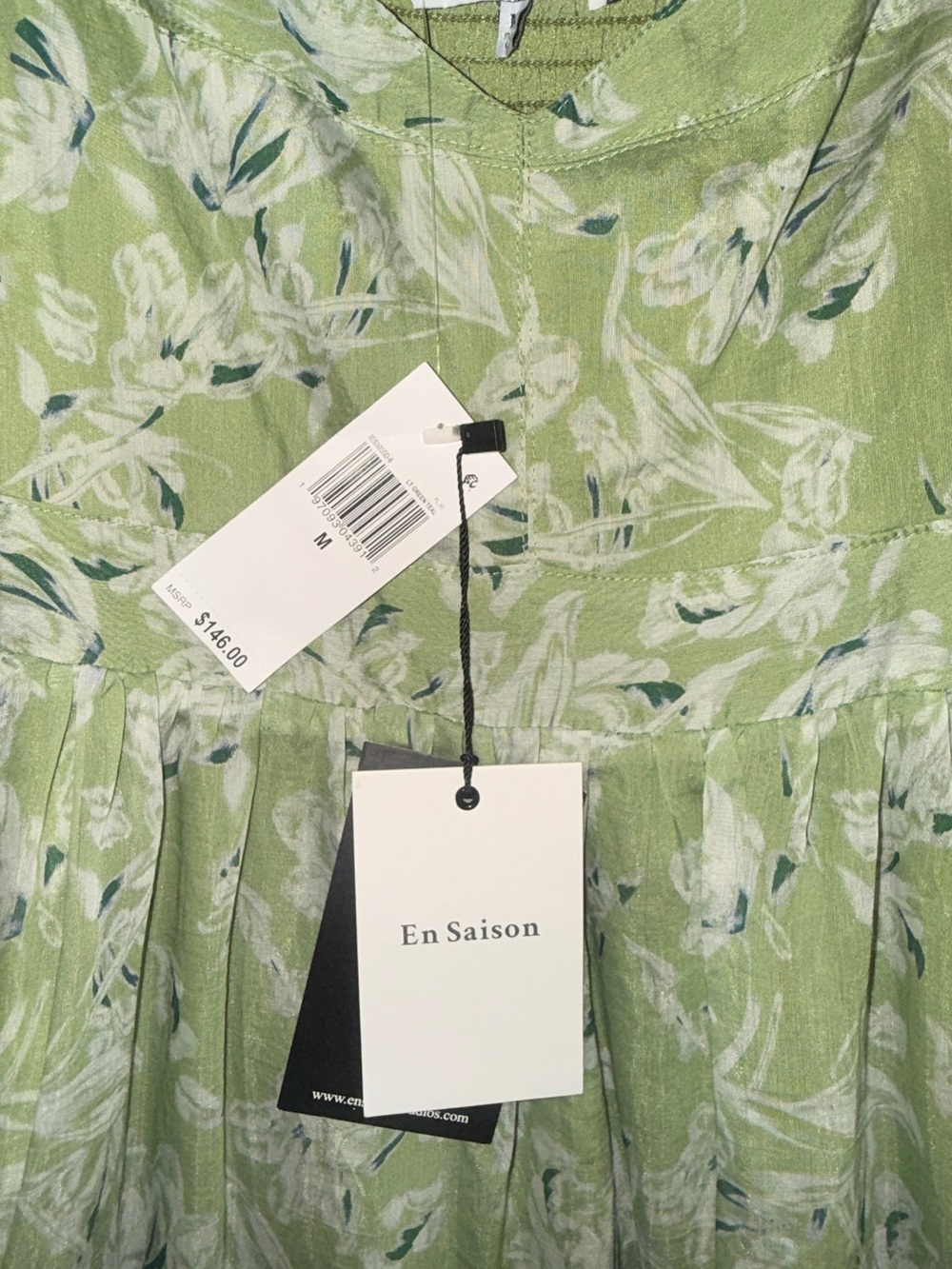 En Saison Green Floral Spaghetti-Strap Dress - Picture 6 of 8